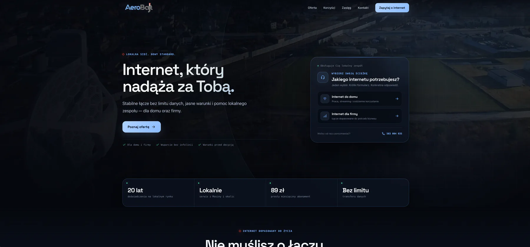 Widok strony internetowej Aerobajt