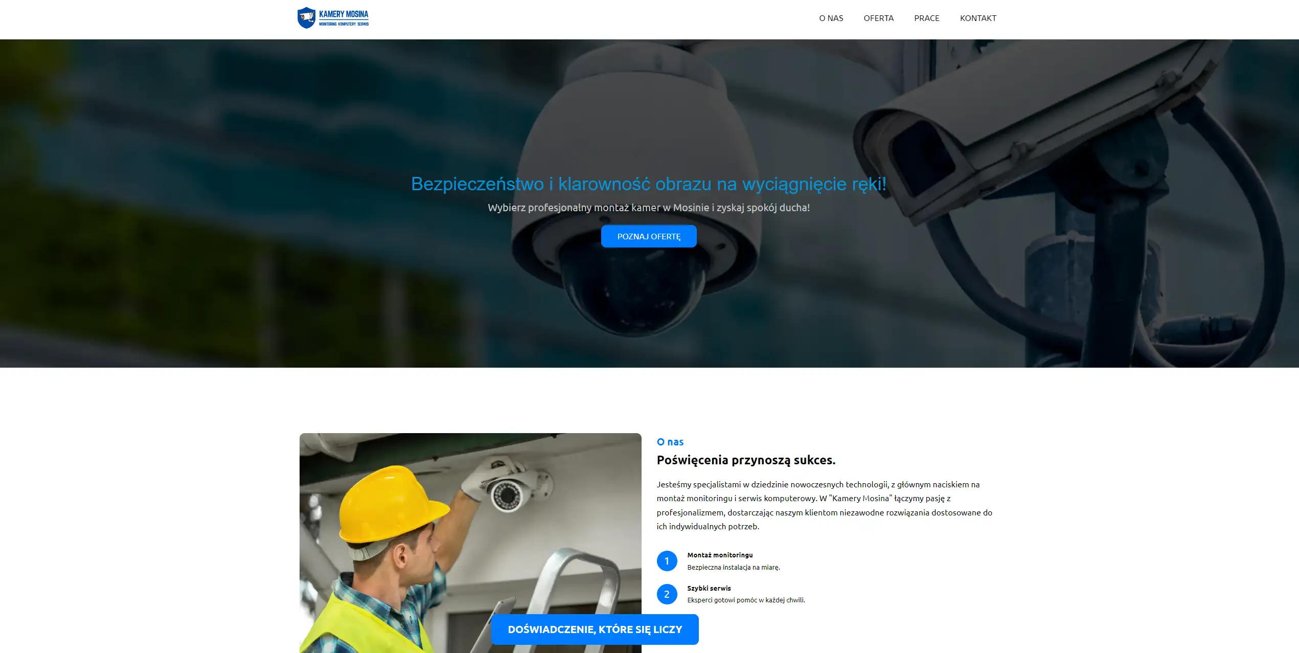 Widok strony internetowej Kamery Mosina
