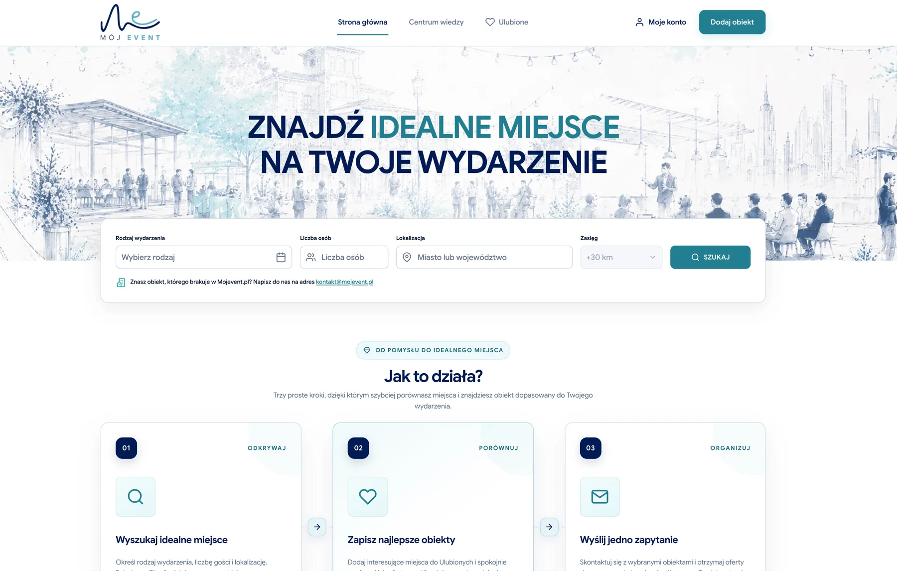 Widok strony internetowej MójEvent